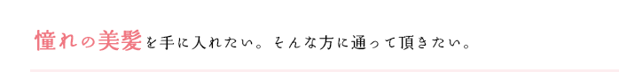 憧れの美髪を手に入れたい。そんな方に通って頂きたい。